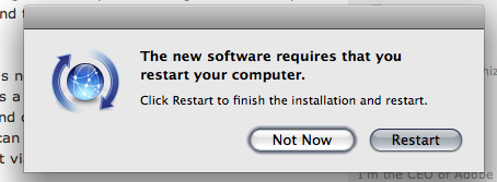 Picture of Leopard Software update reboot dialogue box