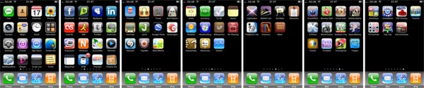 Screenshot of my iPhone screen layouts