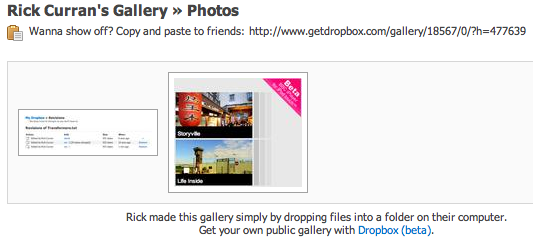 Screenshot of Dropbox's photo gallery