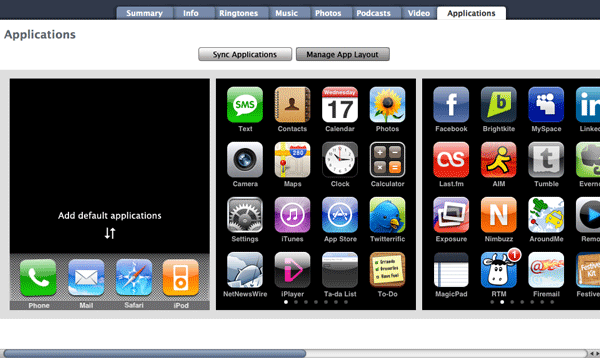 Mockup of iTunes app management screen